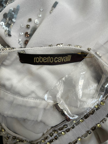 ARCHIVE - 2000s Roberto Cavalli Grey Beaded Sequinned Maxi Gown