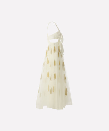 ARCHIVE - 2023 Giambattista Valli Runway Bow Bodice White Dress with Tulle Skirt