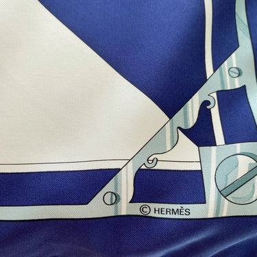 ARCHIVE - 1981 Hermès Navy “Sextants” by Loïc Dubigeon 90cm Silk Twill Scarf