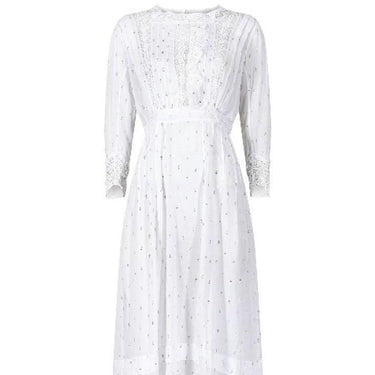 ARCHIVE - 1910s Whitework Fleur de Lis Print and Lace Dress