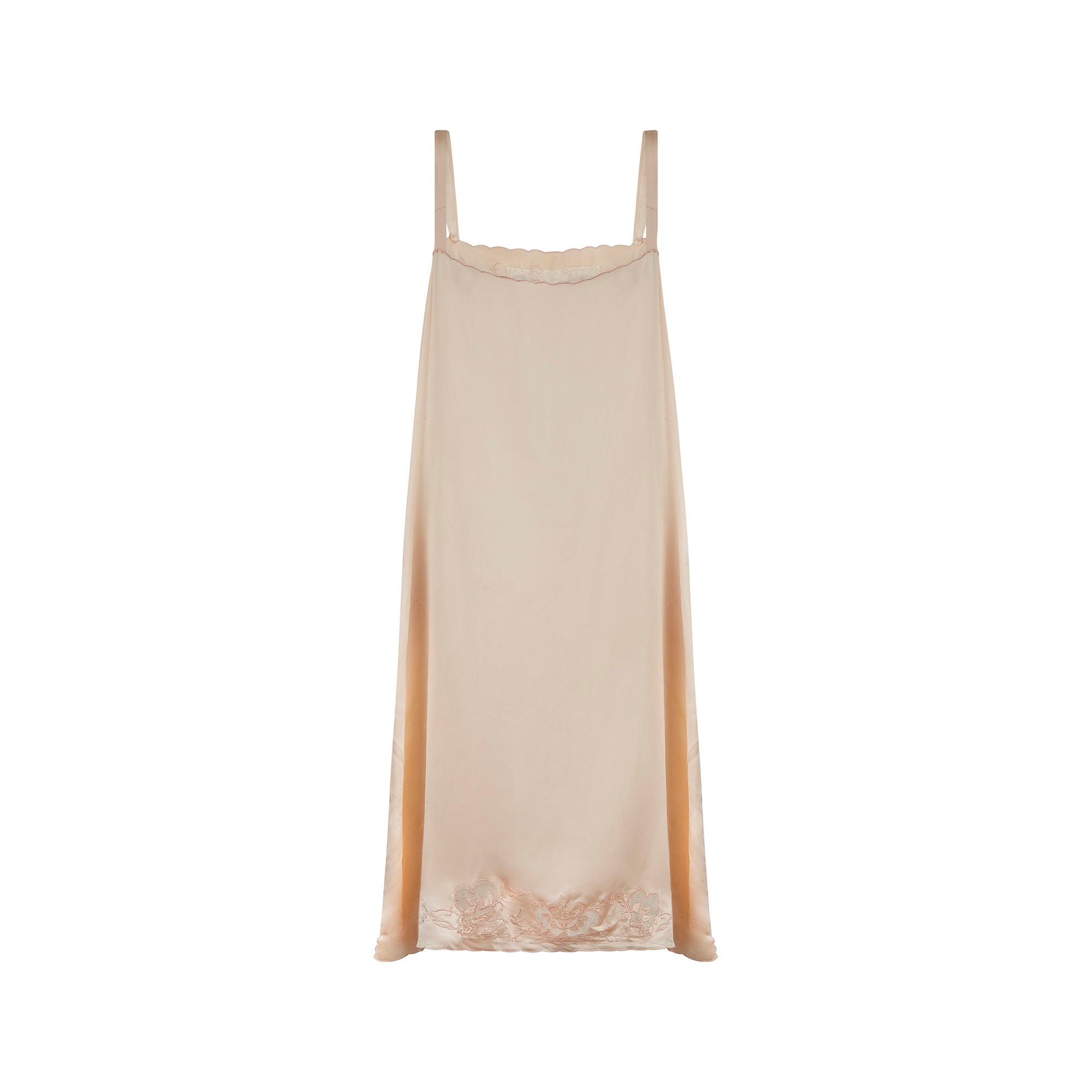 1920s Pink Silk Slip with Embroidered Moth Motif