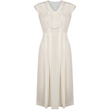 1920s Art Deco Ivory Silk Shirtwaister Dress