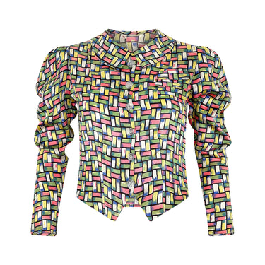 ARCHIVE: 1940s Art Deco Pave Patterned Satin Blouse