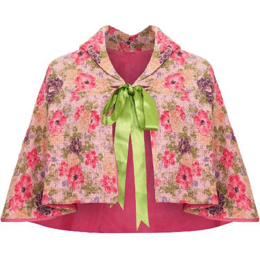 ARCHIVE - 1930s Floral Textured Bed Jacket Cape