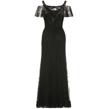 1930s Couture Layered Black Lace Maxi Dress