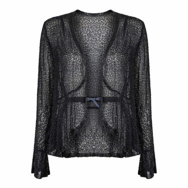 ARCHIVE - 1920s Black Bugle Bead Muslin Cotton Jacket