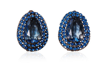 ARCHIVE - 1930s Pair of Blue Czech Glass Dress Clips