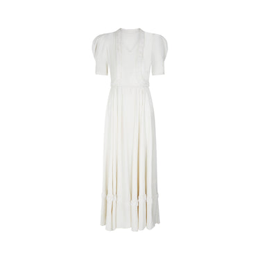 Late 1930s Early 1940s White Crepe Wedding Dress