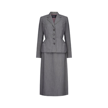 ARCHIVE - 1949 Documented Pierre Balmain Haute Couture Grey Bar Jacket Suit