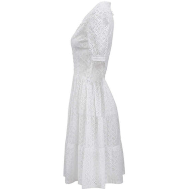ARCHIVE - 1940s French White Cotton Dress With Eyelet Work