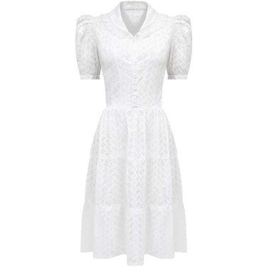ARCHIVE - 1940s French White Cotton Dress With Eyelet Work
