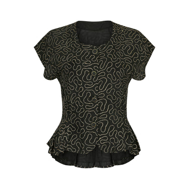 ARCHIVE - 1940s Black and Gold Lame Blouse