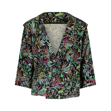 ARCHIVE - 1940s Oriental Chinoiserie Novelty Print Satin Jacket