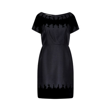 1950s Jacques Heim Demi Couture Black Velvet Applique Dress