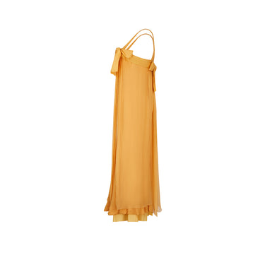 1960s Jacques Heim Haute Couture Yellow Chiffon Column Dress