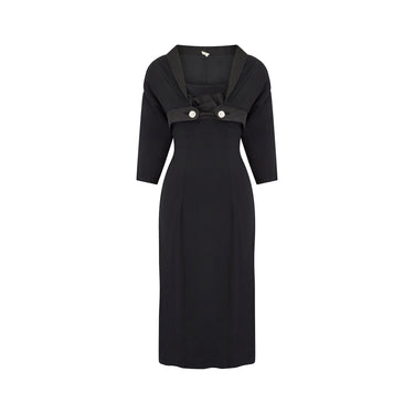 1950s Mr John Couture Black Crepe Shift Dress and Jacket