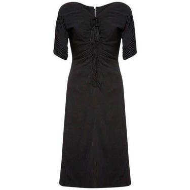 1950s Black Jersey and Twisted Tassel Wiggle Dress