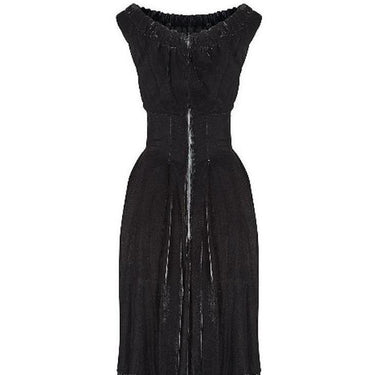 1950s Frank Usher Black Panne Silk Velvet Dress
