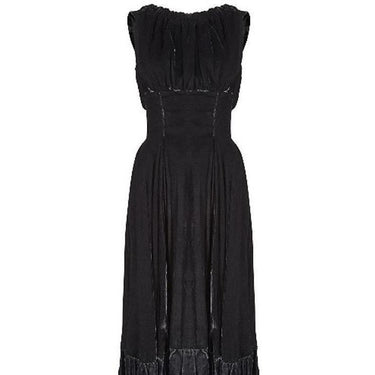 1950s Frank Usher Black Panne Silk Velvet Dress
