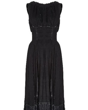 1950s Black Panne Silk Velvet Frank Usher Evening Dress