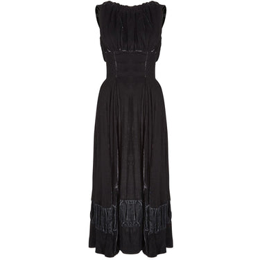 1950s Frank Usher Black Panne Silk Velvet Dress