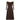 1950s Cardinal Brown Silk Chiffon and Feather Trim Dress