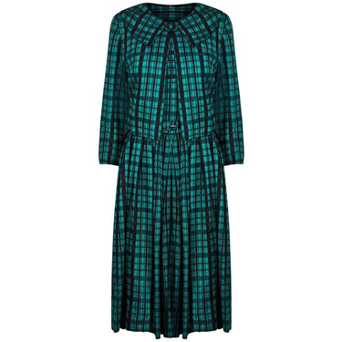 ARCHIVE - 1950s Green and Black Plaid Pattern Dress and Jacket