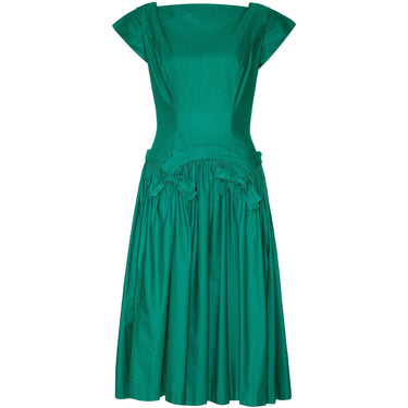 ARCHIVE - 1950’s Green Cotton Drop Waist Dress