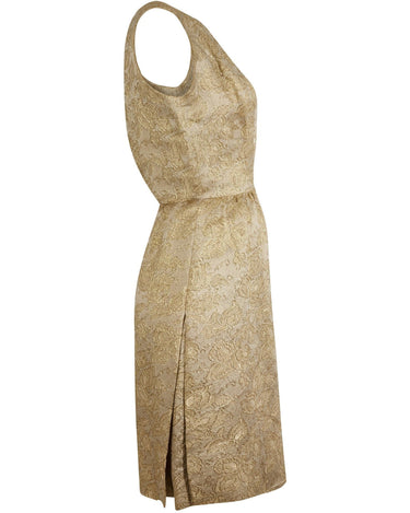 1950s Jacques Heim Demi Couture Gold Brocade Shift Dress