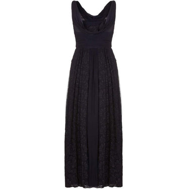 ARCHIVE - 1950s Mainbocher Couture Black Silk Evening Dress