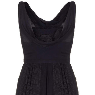 ARCHIVE - 1950s Mainbocher Couture Black Silk Evening Dress