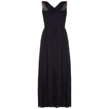 ARCHIVE - 1950s Mainbocher Couture Black Silk Evening Dress