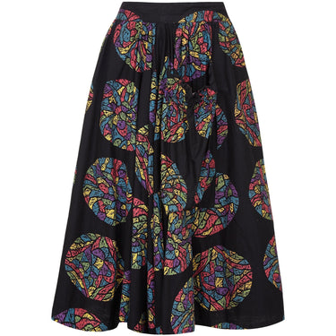 1950s Mexican Stained Glass Novelty Print Skirt