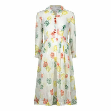 ARCHIVE - 1950s Organza Floral Tulip Print Shirt Dress