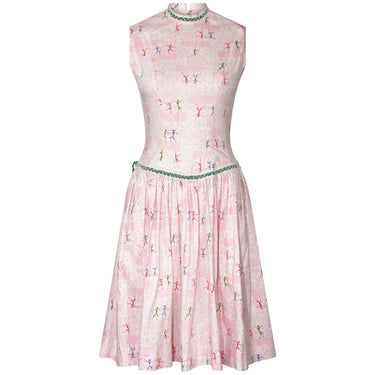 1950s Dancing Man Novelty Print Dress