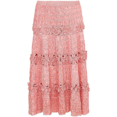 ARCHIVE: 1950s Rare Pink Woven Raffia Skirt With Crochet Detail