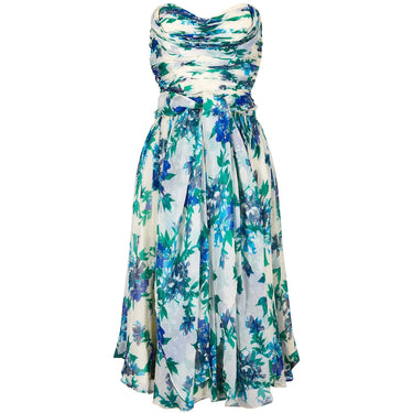 ARCHIVE - 1950s Silk Floral Dress with Scarf