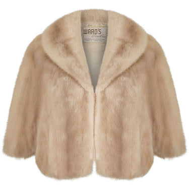 ARCHIVE: 1950s Wards Silk Lined Silver Mink Cape Jacket