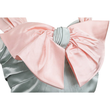 ARCHIVE - 1950s Worth Demi Couture Silver Grey and Pale Pink Satin Dress