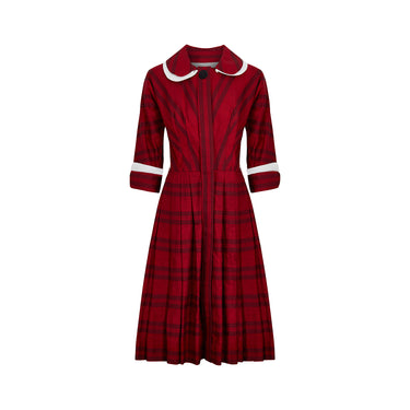 1950s Lou-Ette Red and Black Cotton Shirtwaister Dress