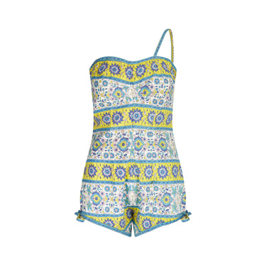 ARCHIVE - 1950s Paisley One-strap Cotton Swimsuit