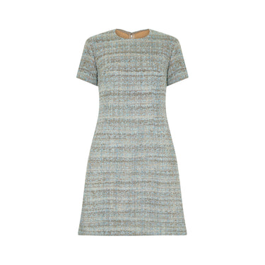 ARCHIVE - 1960s Turquoise and Taupe Boucle Wool Dress