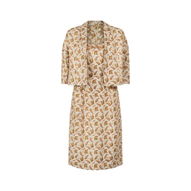 1954 Pierre Balmain Haute Couture Silk Brocade Dress and Jacket Suit