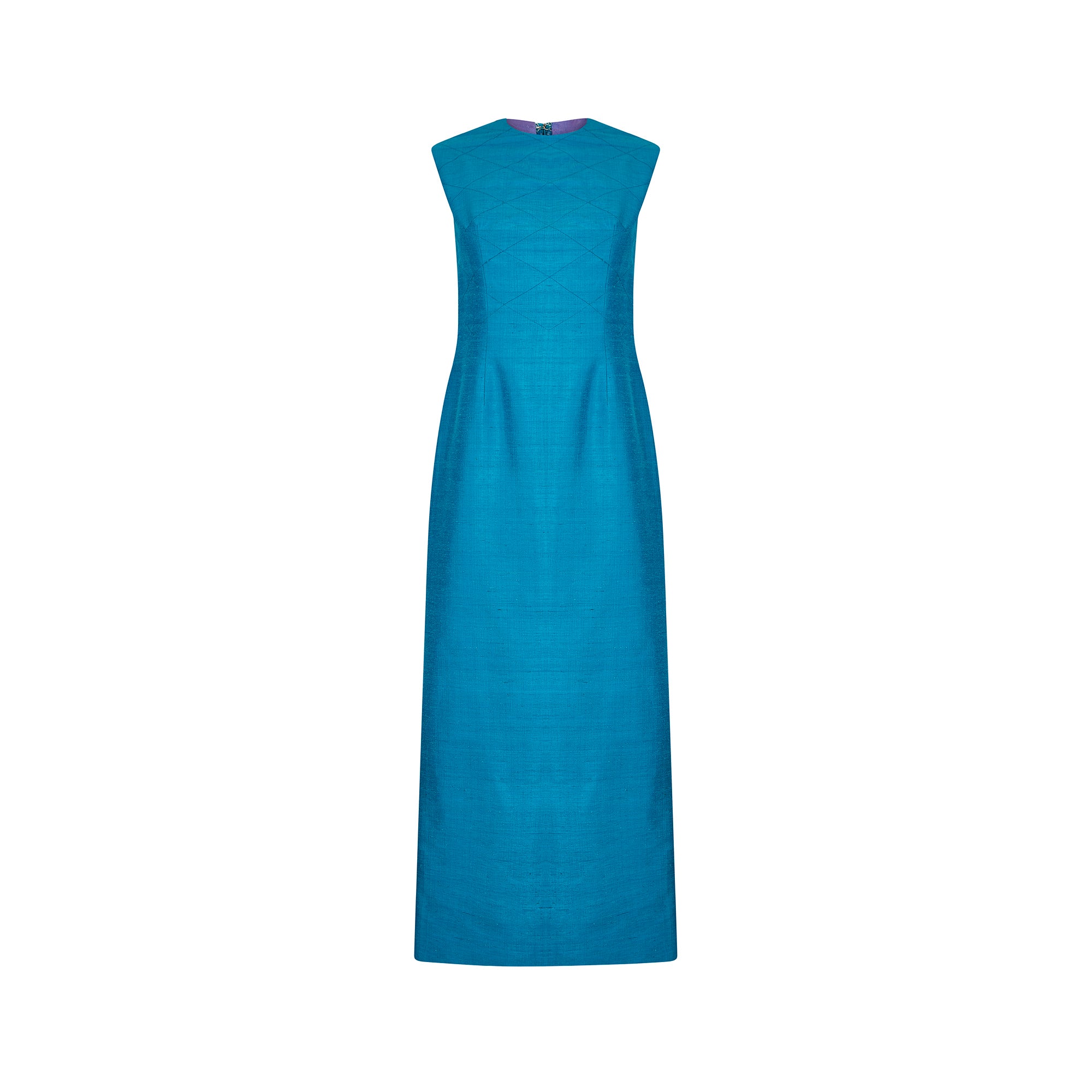 1960s Tony Armstrong Raw Silk Turquoise Dress