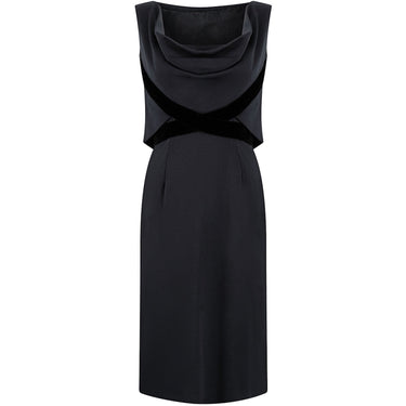 ARCHIVE - 1960s Balmain Demi-Couture Black Jersey and Velvet Cocktail Dress