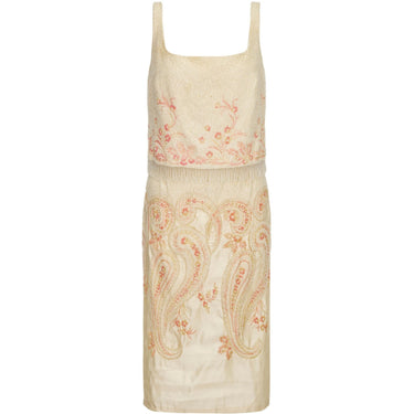 ARCHIVE: 1960s Cream and Peach Beaded Cocktail Dress