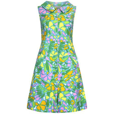 ARCHIVE - 1960s Eva Pascal French Couture Colourful Waffle Cotton Dress