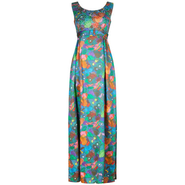 ARCHIVE: 1960s Harvey Nichols Floral and Sequin Evening Dress