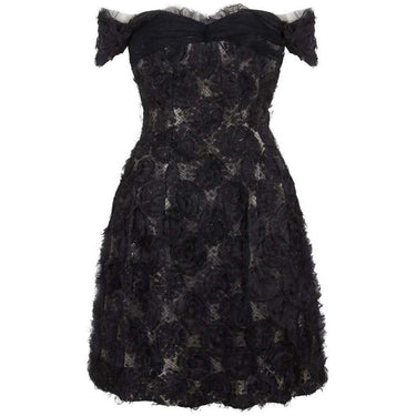 1960s Hardy Amies Couture Silk Organza Dress with Hand Made Net Flowers
