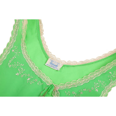 ARCHIVE: 1960s Harrods Emerald Green Lingerie Slip With Lace Windows